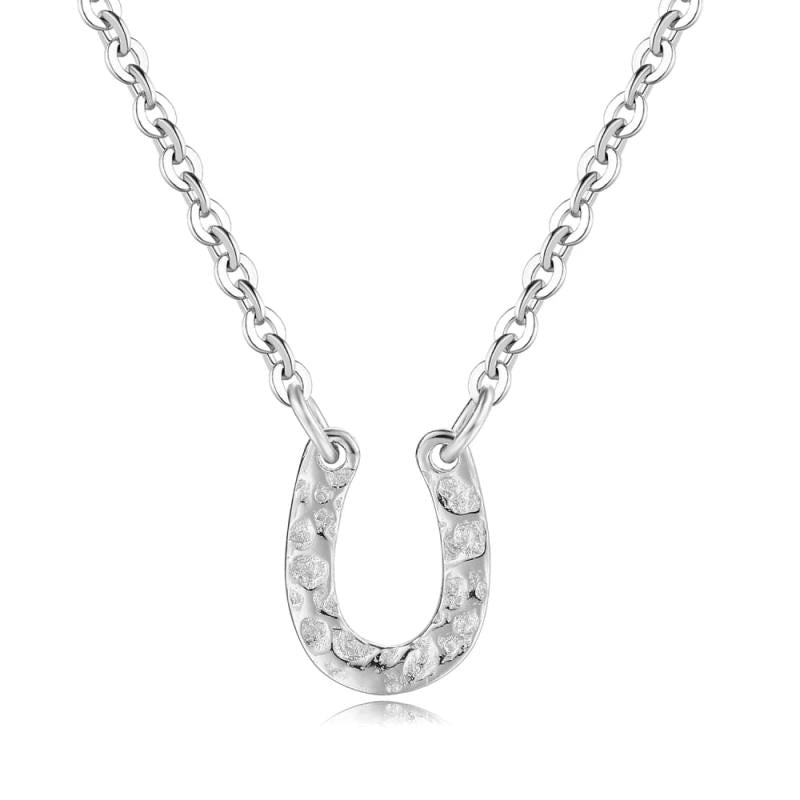 925 Silver U Shaped Pendant Necklace Choker Chain Minimalist Jewelry EMNL044