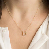 925 Silver U Shaped Pendant Necklace Choker Chain Minimalist Jewelry EMNL044
