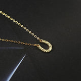 925 Silver U Shaped Pendant Necklace Choker Chain Minimalist Jewelry EMNL044