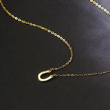 925 Silver U Shaped Pendant Necklace Choker Chain Minimalist Jewelry EMNL044