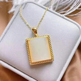 Hetian Jade Pendant Necklace with Silver Inlay
