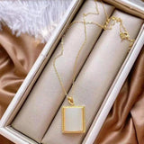 Hetian Jade Pendant Necklace with Silver Inlay