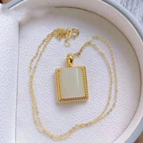 Hetian Jade Pendant Necklace with Silver Inlay
