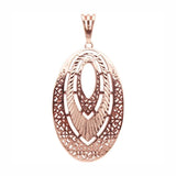 Purple Plated 14K Rose Double Oval Pendant Necklace