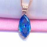 Purple Sapphire Crystal Pendant 14K Rose Marquise Necklace