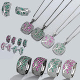 Vintage 925 Silver Plant Zircon Choker Necklace Set