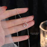 Women's 925 Silver CZ Geometric Pendant Short Necklace Gift