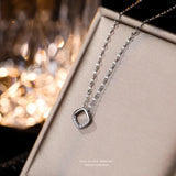 Women's 925 Silver CZ Geometric Pendant Short Necklace Gift
