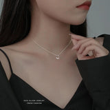 Women's 925 Silver CZ Geometric Pendant Short Necklace Gift