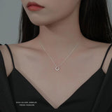Women's 925 Silver CZ Geometric Pendant Short Necklace Gift