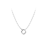 Women's 925 Silver CZ Geometric Pendant Short Necklace Gift