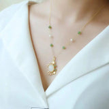 Silver Inlaid Hetian Jade Crab Pendant Necklace Chinese Retro Charming Jewelry
