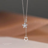 925 Silver Stars CZ Pendant 14K Necklace