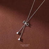 Sterling Silver Bowknot Tassel Pendant Necklaces Women