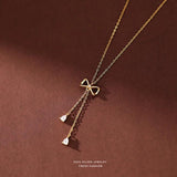 Sterling Silver Bowknot Tassel Pendant Necklaces Women