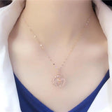 14K Rose Gold Plated Purple Flower Pendant Necklace for Women