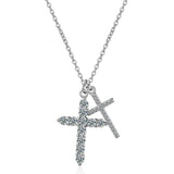925 Silver Double Cross Zircon Choker Necklace for Women