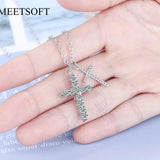 925 Silver Double Cross Zircon Choker Necklace for Women