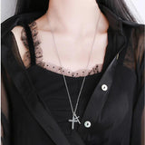 925 Silver Double Cross Zircon Choker Necklace for Women