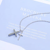 925 Silver Double Cross Zircon Choker Necklace for Women