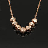 Purple Multi-Bead 14K Rose Plated Pendant Necklace