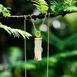 Silver Hetian Jade Bamboo Pendant Necklace Chinese Retro Charm Jewelry
