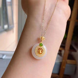 Silver Inlaid Hetian Jade Gourd Pendant Necklace - Chinese Ancient Craft Jewelry