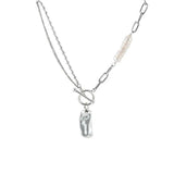 925 Silver Retro OL Buckle Double Layer Pearl Choker Necklace for Women