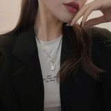 925 Silver Retro OL Buckle Double Layer Pearl Choker Necklace for Women