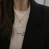 925 Silver Retro OL Buckle Double Layer Pearl Choker Necklace for Women