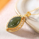 Hetian Sapphire Hollow Diamond Pendant Necklace