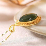 Hetian Sapphire Hollow Diamond Pendant Necklace