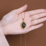 Hetian Sapphire Hollow Diamond Pendant Necklace