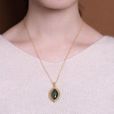 Hetian Sapphire Hollow Diamond Pendant Necklace