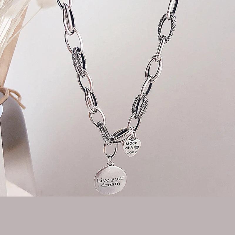 925 Sterling Silver Heart Sweater Chokers Necklace Bracelet Set