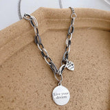 925 Sterling Silver Heart Sweater Chokers Necklace Bracelet Set