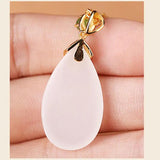 Silver inlaid Hotan Jade Pulp Pendant Necklace