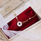 Natural Shell Jade Pendant Necklace 14k Real Dainty Minimalist Wedding Jewelry