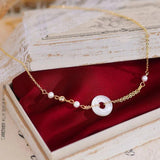 Natural Shell Jade Pendant Necklace 14k Real Dainty Minimalist Wedding Jewelry