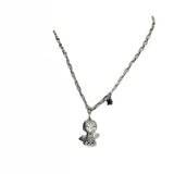 925 Silver Retro Angel Baby Zircon Pendant Choker Necklace for Women