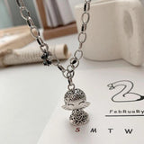 925 Silver Retro Angel Baby Zircon Pendant Choker Necklace for Women