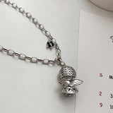 925 Silver Retro Angel Baby Zircon Pendant Choker Necklace for Women