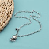 925 Silver Retro Angel Baby Zircon Pendant Choker Necklace for Women