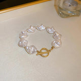 French Style Irregular Geometric Pearl Necklace for Women