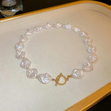 French Style Irregular Geometric Pearl Necklace for Women