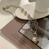925 Silver Ball Sweater Choker Necklace for Women