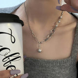 925 Silver Ball Sweater Choker Necklace for Women