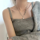 925 Silver Ball Sweater Choker Necklace for Women
