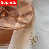 Punk Hollow Cube Pendant Necklace Women Vintage Collar Necklaces