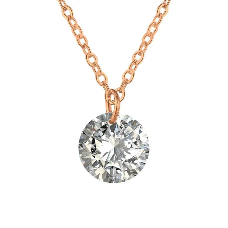 925 Sterling Silver Small CZ Crystal Pendant Necklace for Women